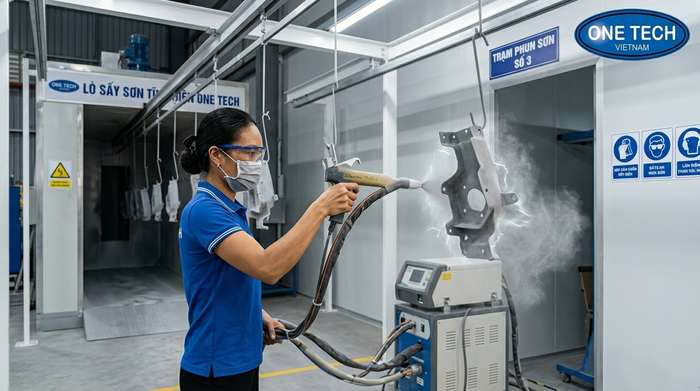 Phun bột sơn tĩnh điện Hà Tĩnh trên sản phẩm kim loại