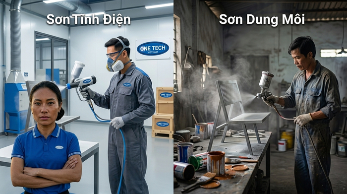 So sánh sơn tĩnh điện và sơn dung môi So sánh sơn tĩnh điện và sơn dung môi về độ an toàn