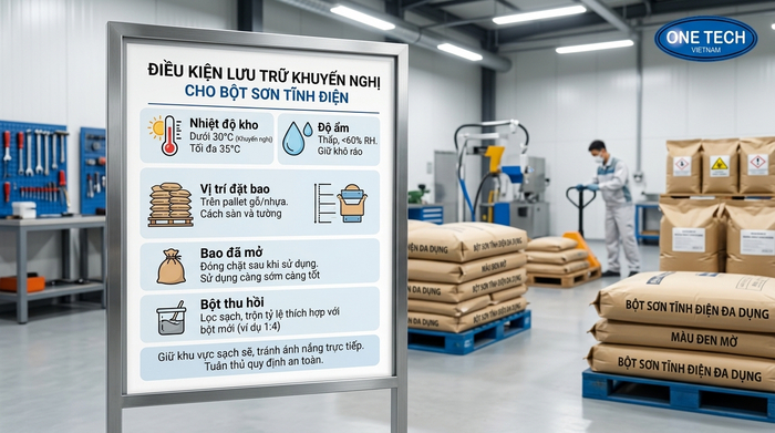 Bảng điều kiện bảo quản sơn tĩnh điện cho xưởng sản xuất