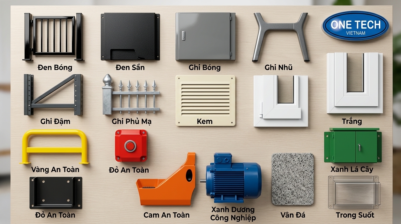 Bảng màu sắc sơn tĩnh điện Hà Tĩnh cho sản phẩm kim loại