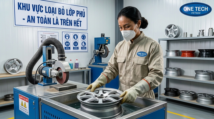 An toàn và bảo hộ khi tẩy sơn tĩnh điện Bảo hộ lao động khi tẩy sơn tĩnh điện bằng cơ học và hóa chất