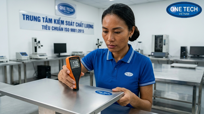 Kiểm tra độ dày lớp sơn tĩnh điện trên bề mặt kim loại