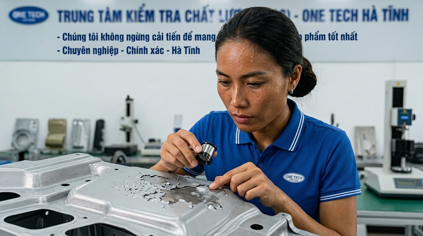 OneTech Hà Tĩnh kiểm tra sơn tĩnh điện bong tróc Kỹ thuật viên OneTech kiểm tra lớp sơn tĩnh điện tại Hà Tĩnh