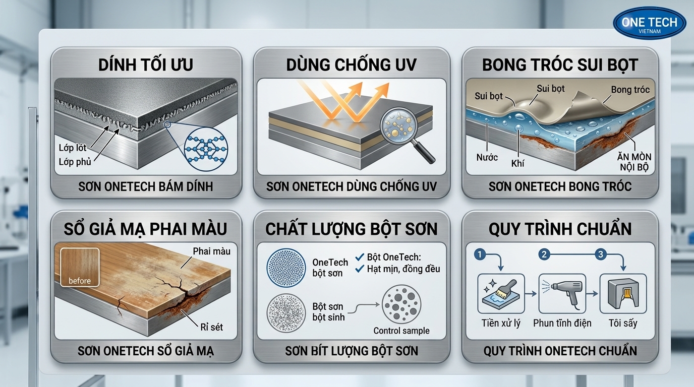 Cấu tạo lớp phủ ảnh hưởng đến độ bền màu sơn tĩnh điện