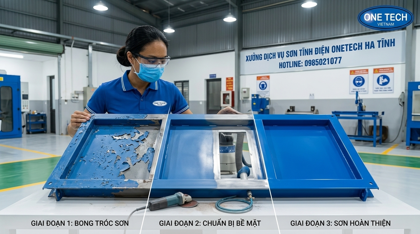 Xử lý sơn tĩnh điện bong tróc đúng quy trình Quy trình xử lý sơn tĩnh điện bị bong tróc tại Hà Tĩnh