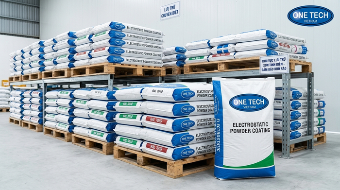Bao bột sơn tĩnh điện nên được kê pallet và phân khu rõ ràng