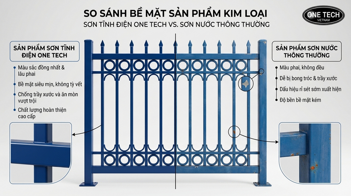So sánh sơn tĩnh điện với sơn phủ thông thường cho sản phẩm kim loại