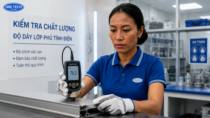 Kiểm tra độ dày lớp sơn nhôm bằng thiết bị đo chuyên dụng