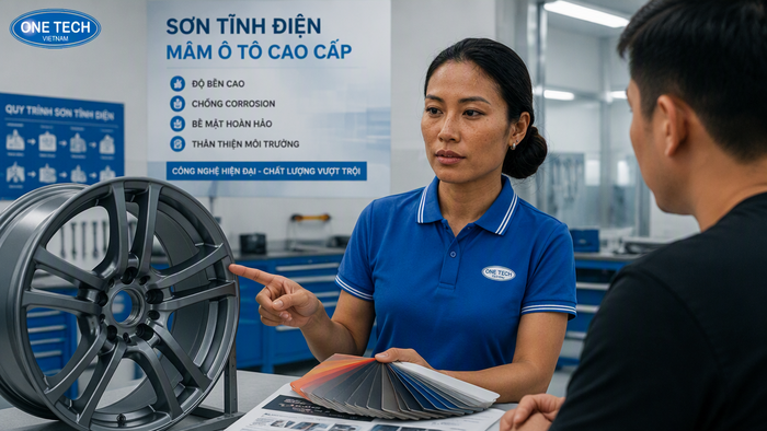 Chọn đơn vị sơn tĩnh điện mâm xe uy tín tại Hà Tĩnh Kỹ thuật viên tư vấn sơn tĩnh điện mâm xe ô tô tại Hà Tĩnh