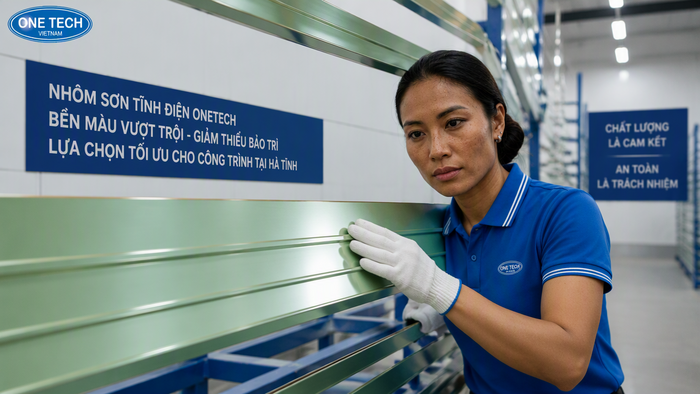 Nhôm sơn tĩnh điện ngoài trời giúp giảm bảo trì cho công trình tại Hà Tĩnh