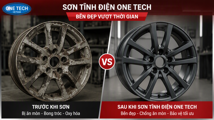 So sánh trước và sau khi sơn tĩnh điện mâm xe So sánh mâm xe cũ bong tróc và mâm xe sau khi sơn tĩnh điện