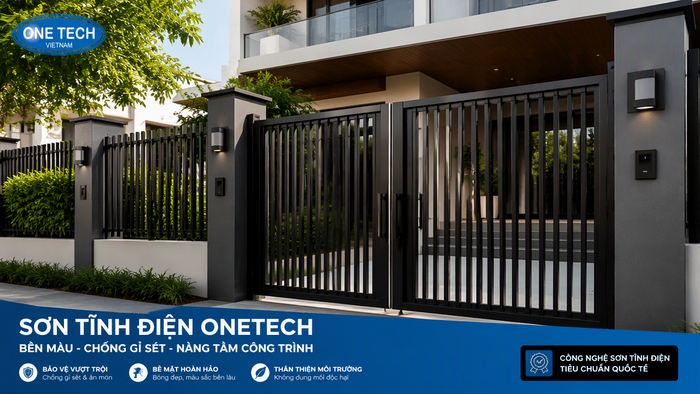 Ứng dụng sơn tĩnh điện cho công trình tại Hà Tĩnh Ứng dụng sơn tĩnh điện cho cửa sắt lan can và hàng rào