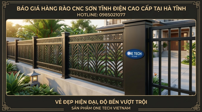 Mẫu hàng rào CNC sơn tĩnh điện thẩm mỹ Hàng rào CNC sơn tĩnh điện cho nhà phố và biệt thự tại Hà Tĩnh